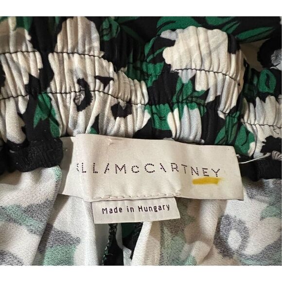 Stella McCartney Green Floral Elastic Back Skinny Viscose Pants w/tapered Ankles - Picture 10 of 16